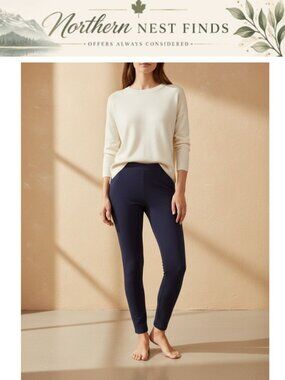 HUE Wide Waistband Blackout Cotton Leggings Pull On Mid Rise